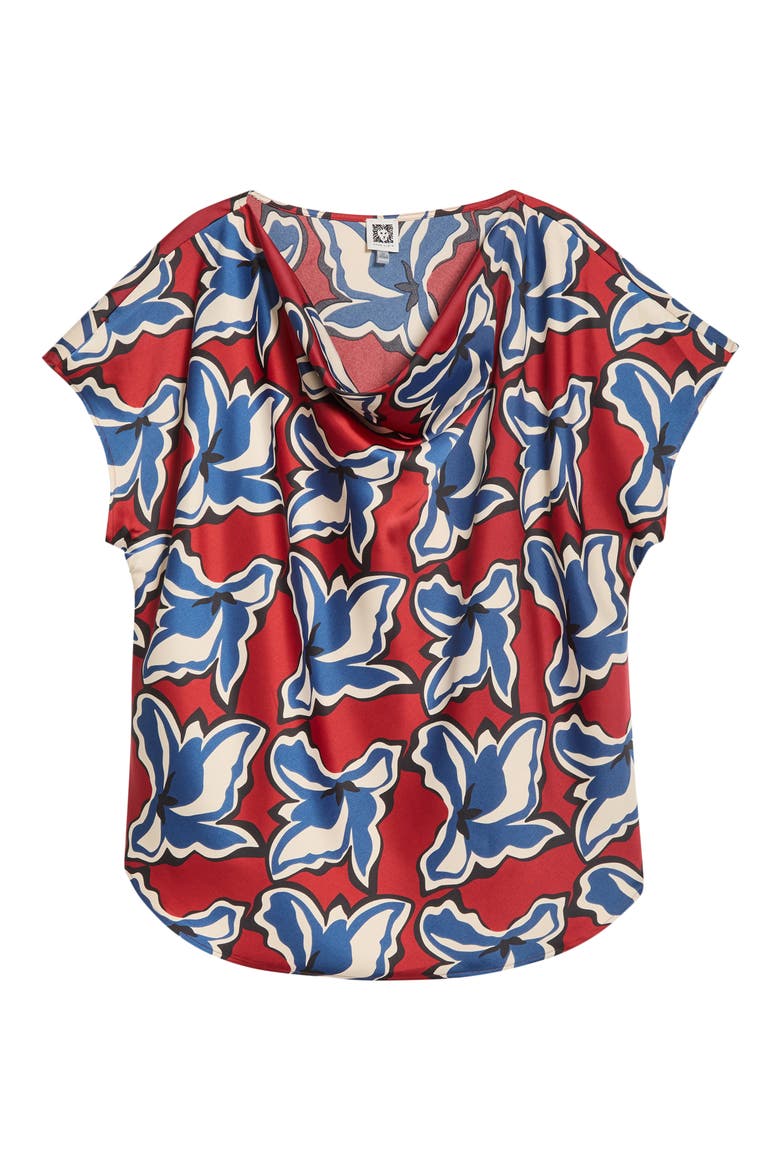 Floral Cowl Neck Top, Alternate, color, RUST MULTI