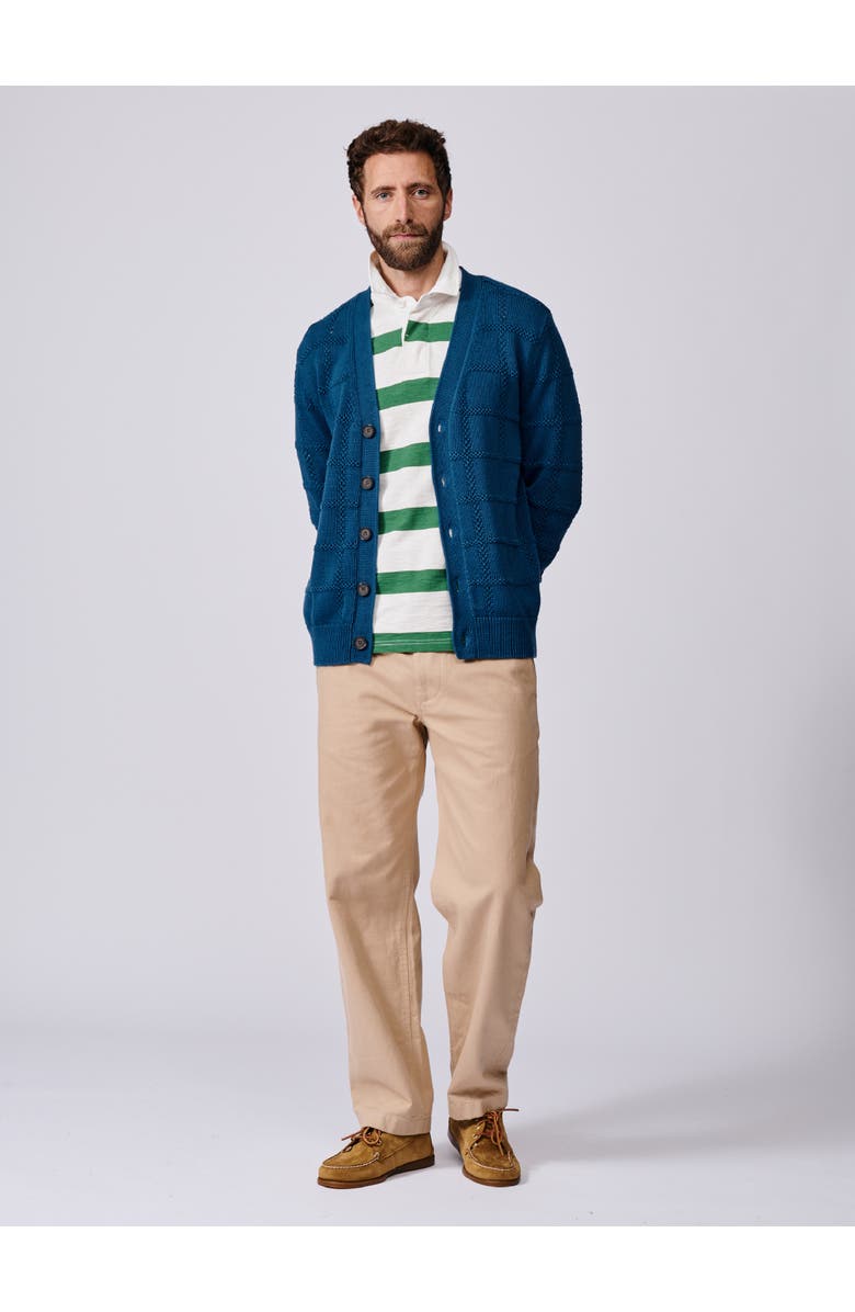 Aubin Rainham V-Neck Checked Cardigan, Alternate, color, Washed Indigo