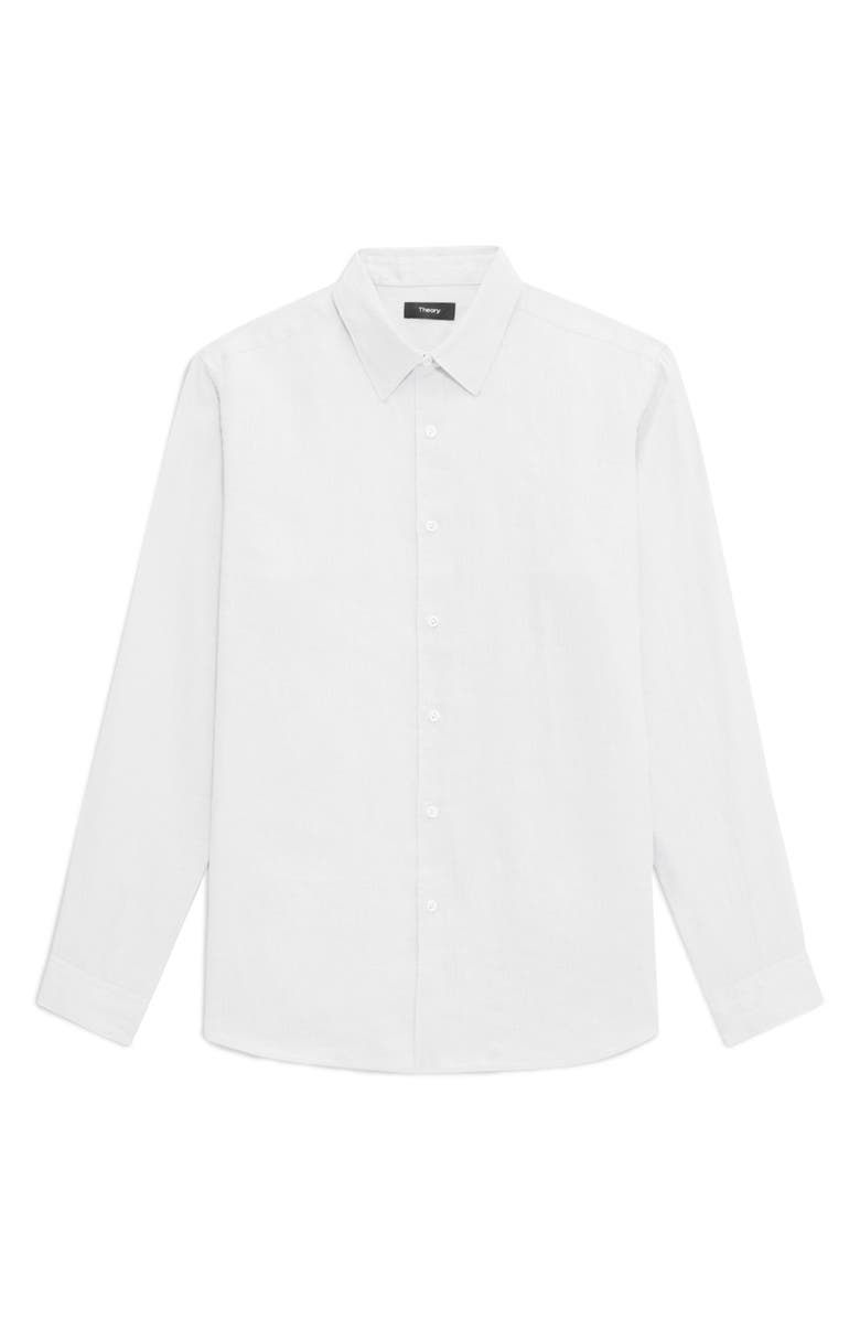 Theory Irving Solid Linen Button-Up Shirt, Alternate, color, White