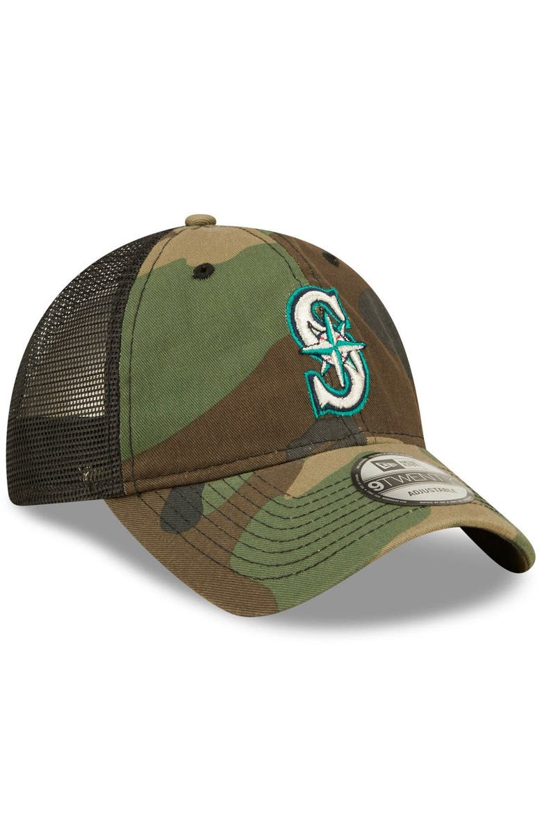 New Era Men's New Era Camo Seattle Mariners 9TWENTY Trucker Snapback Hat, Alternate, color, 
