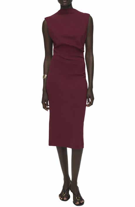MANGO Ruched Sleeveless Midi Dress