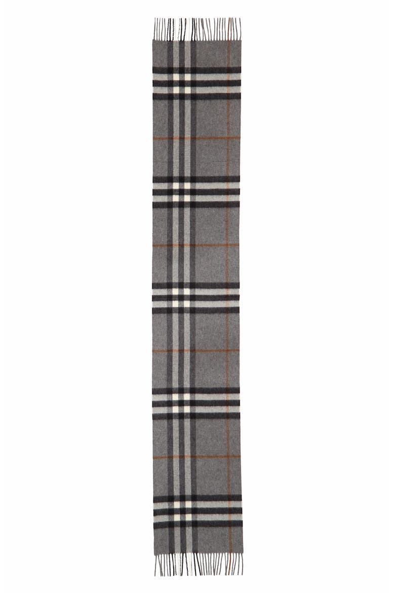Giant Icon Check Cashmere Scarf, Alternate, color, GREY