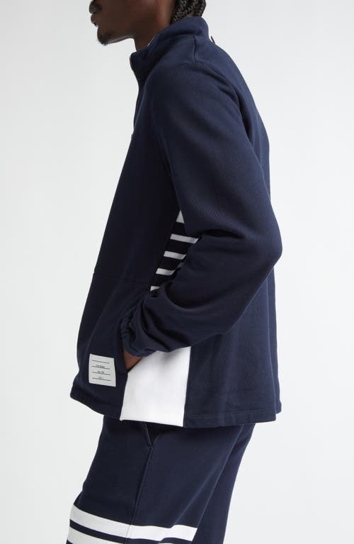 Thom Browne 4-bar Stripe Funnel Neck Half Zip Sweatshirt In Navy