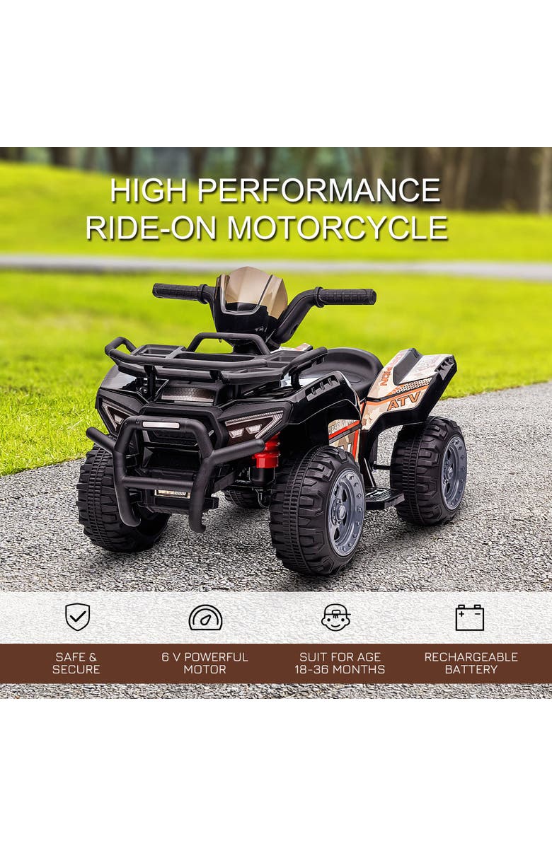 Aosom 6V Kids Ride-on ATV Four Wheeler with Music, Battery Powered, Alternate, color, Black
