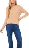 Halogen® Button Cuff Crewneck Sweater