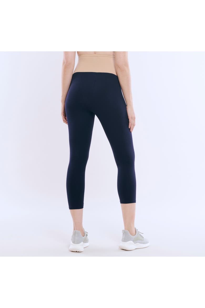 Essential Stretch Secret Fit Over the Belly Maternity Crop Leggings, Alternate, color, Navy