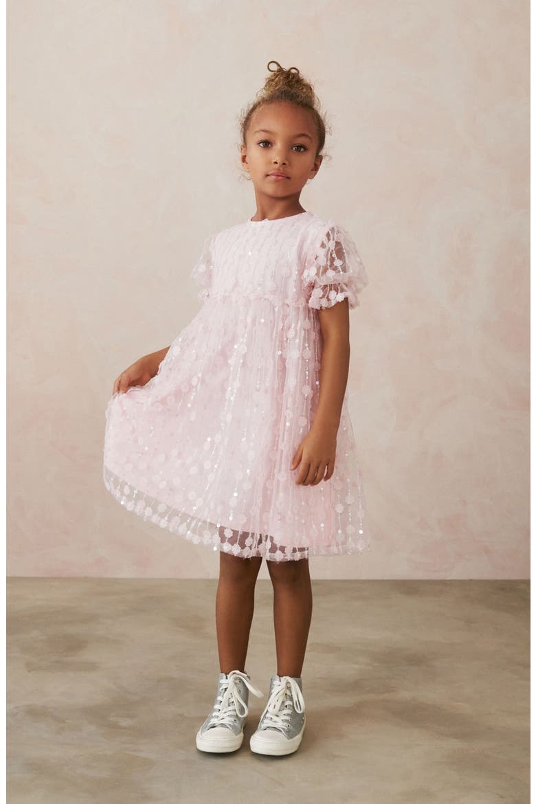 Kids' Sequin Floral Dress, Alternate, color, PINK