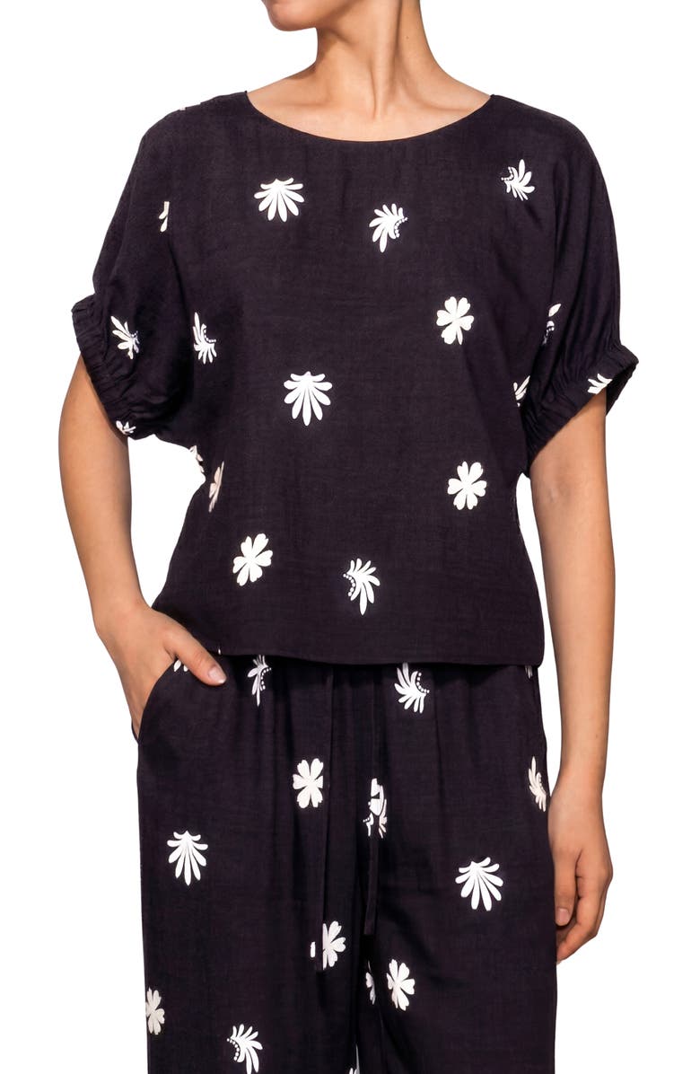 MELLODAY Floral Print Short Sleeve Top, Main, color, 