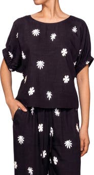 MELLODAY Floral Print Short Sleeve Top
