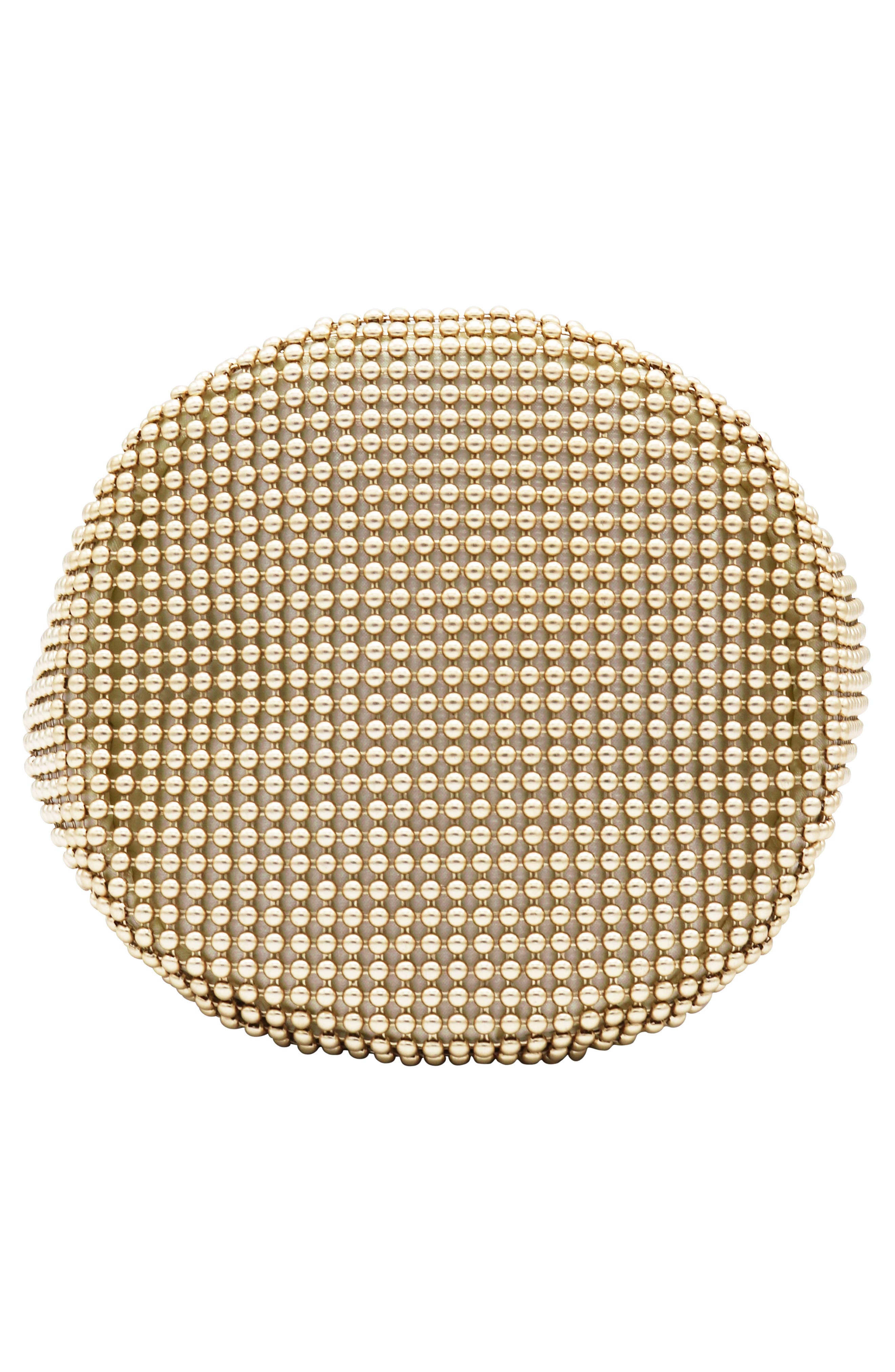 Olga Berg Bianca Mesh Bucket Bag, Alternate, color, Gold