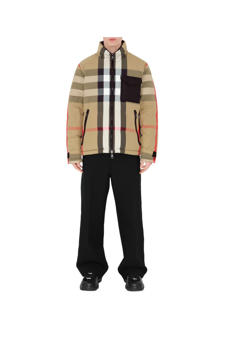 Burberry Reversible Check Nylon Puffer Jacket, Alternate, color, Archive Beige/Black
