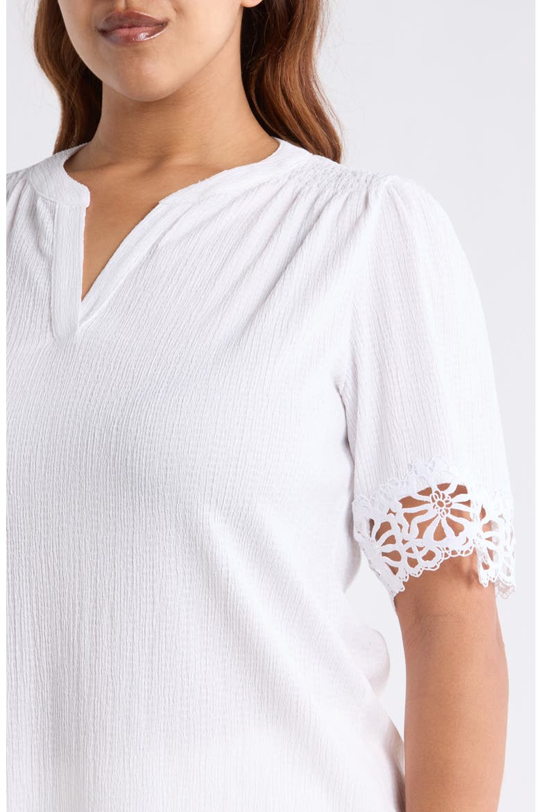 Crepe Lace Trim Top, Alternate, color, CRISP WHITE