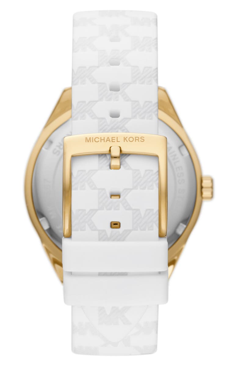 Michael Kors Jessa CZ Embellished Multifunction Silicone Strap Watch, 40mm, Alternate, color, Gold