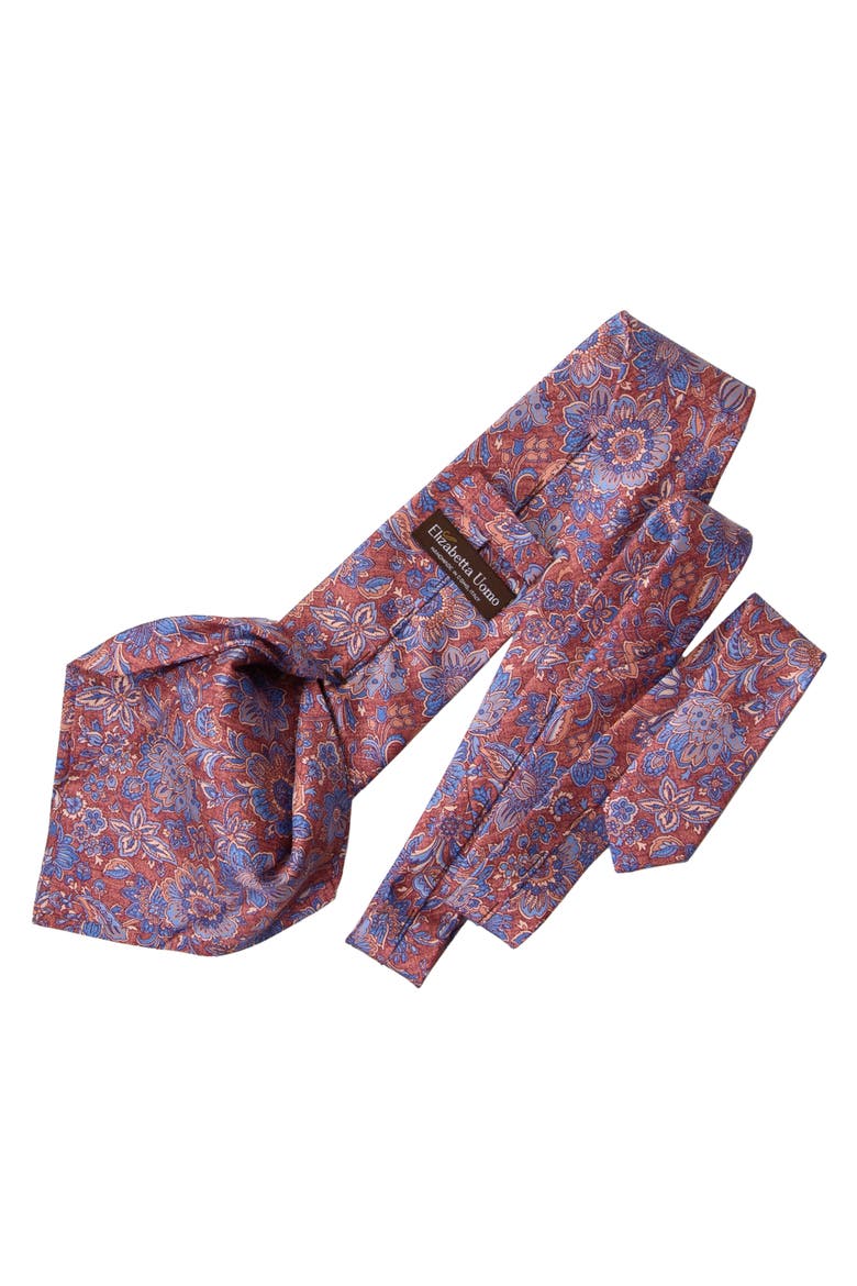 Catania - Printed Silk Tie for Men, Alternate, color, Blue and Brick Red