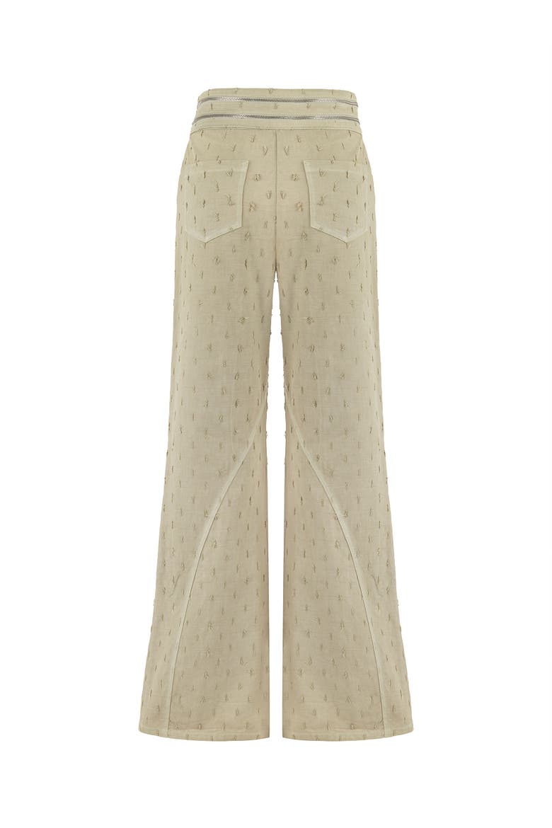 Wide Leg Jeans with Zipper Detail at Waist, Alternate, color, Khaki