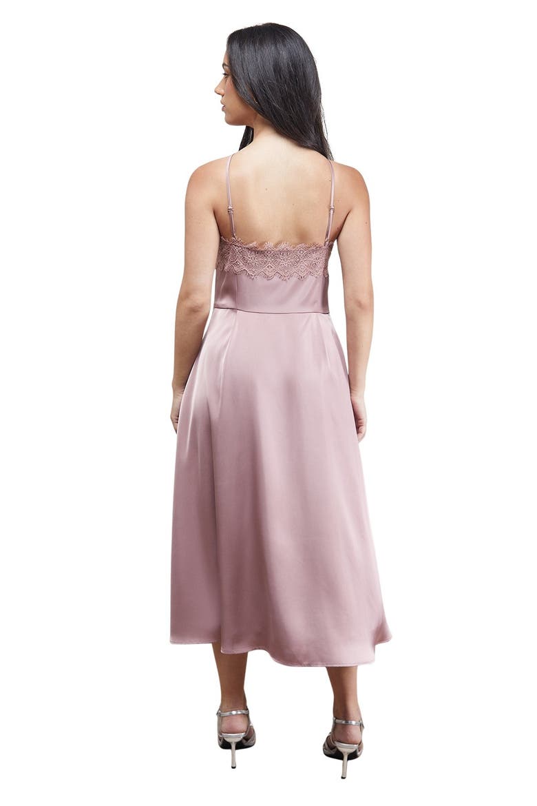 Lace Detail Midi Prom Dress, Alternate, color, Mocha