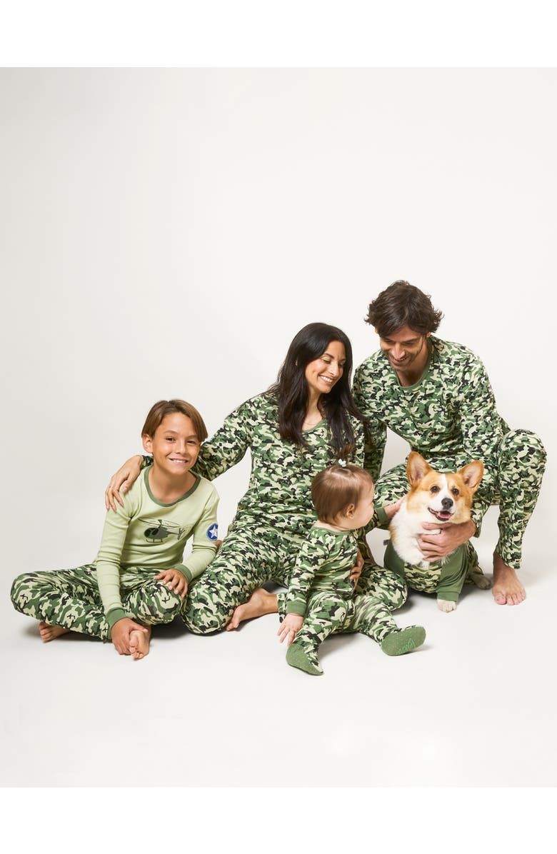 Leveret Kids Footed Cotton Matching Family Pajamas, Whimsy & Fantasy Prints, Alternate, color, Camouflage