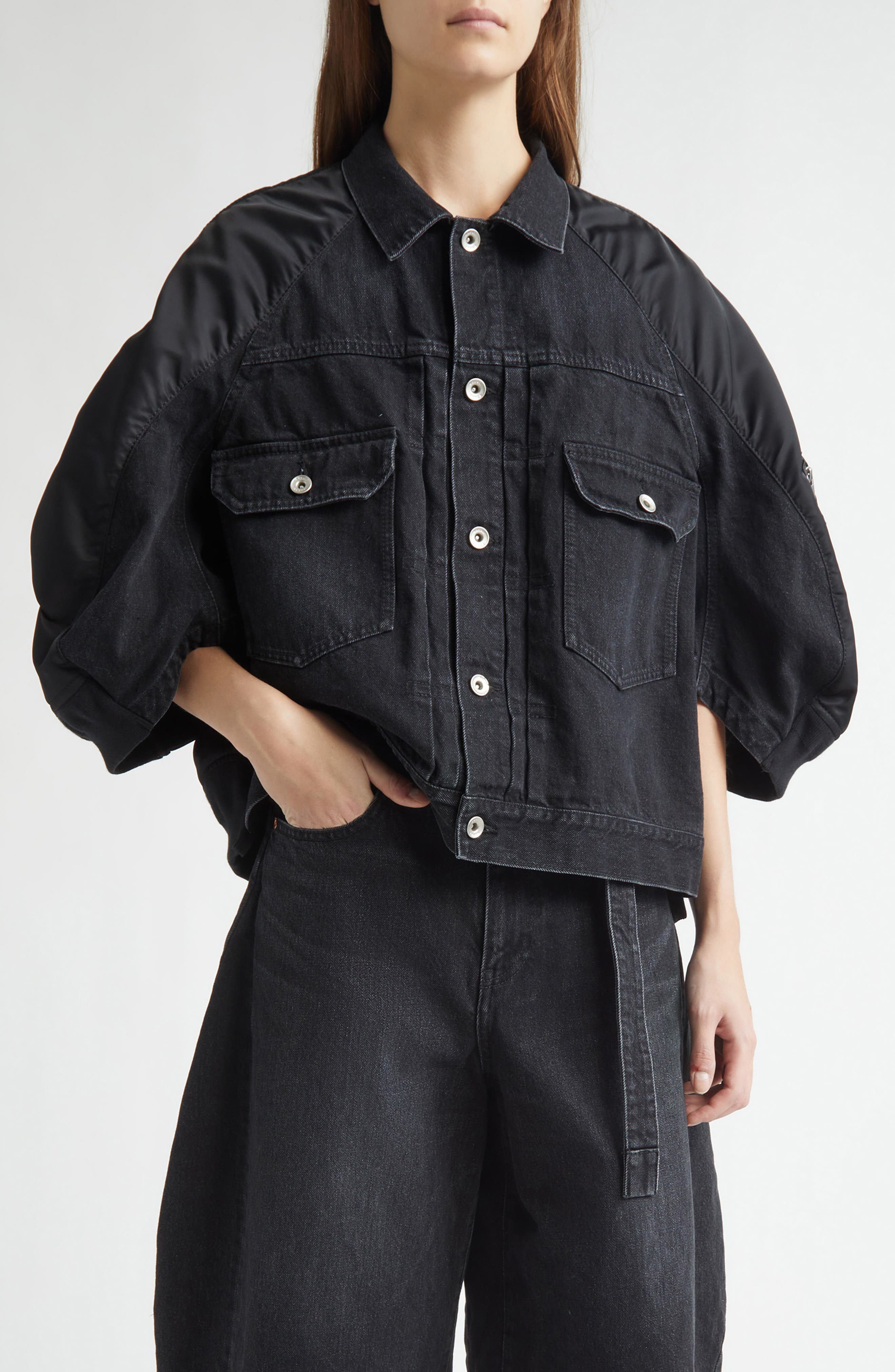Denim & Nylon Mixed Media Jacket