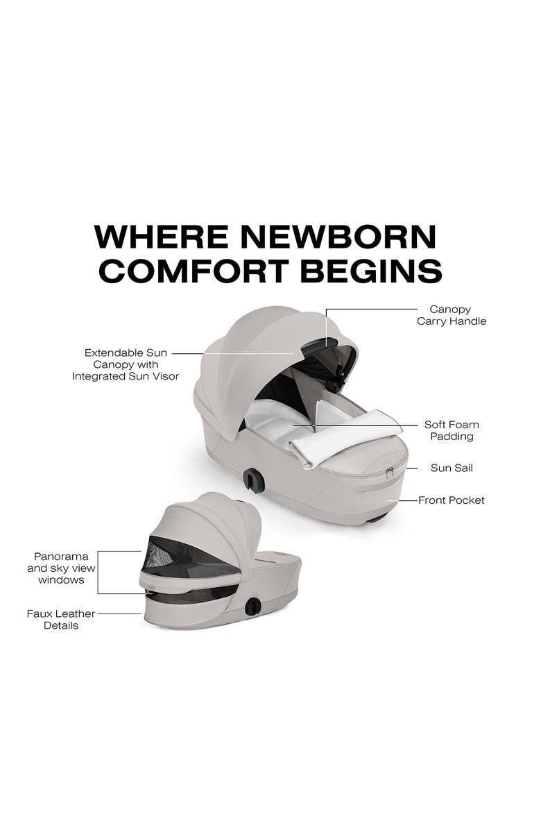 CYBEX Fold Lux Carry Cot for the Mios/Coya Strollers – Style Collection, Alternate, color, City Grey