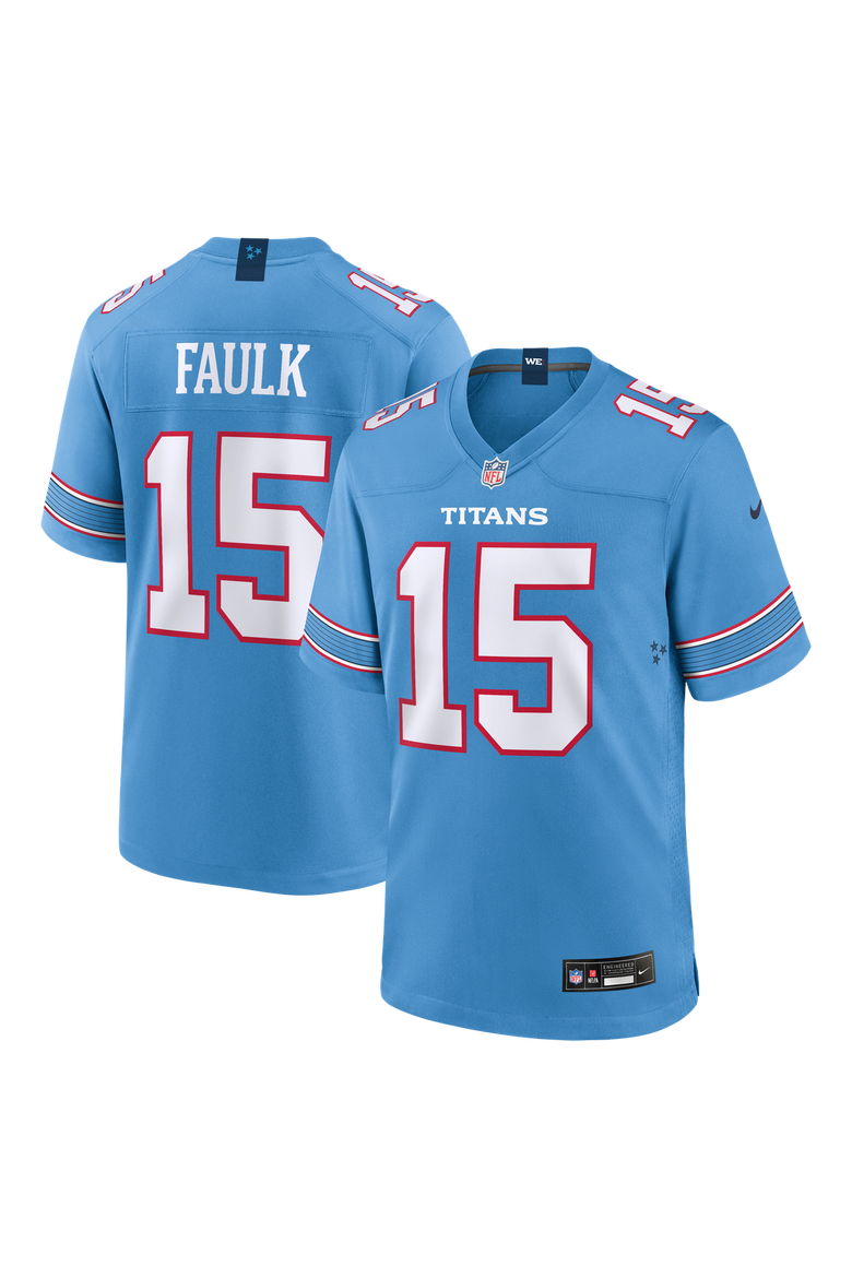Men's Nike Light Blue Tennessee Titans Keldric Faulk Team Game Jersey, Main, color, Light Blue