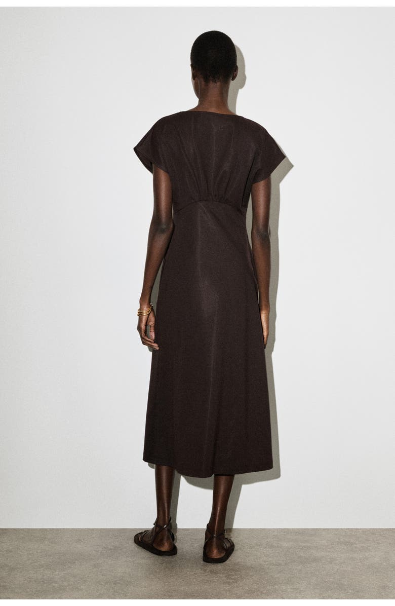 COS Sculpted Gathered Jersey Midi Dress, Alternate, color, Brown