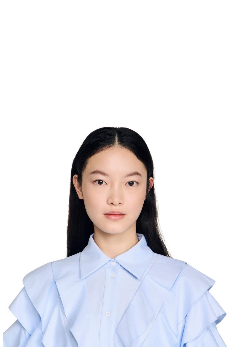 Ruffled cotton shirt, Alternate, color, Sky blue
