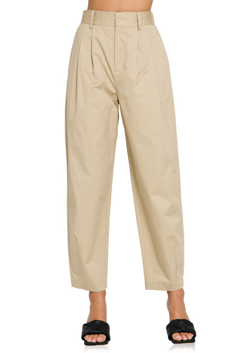 High Waist Pleated Trousers, Alternate, color, BEIGE