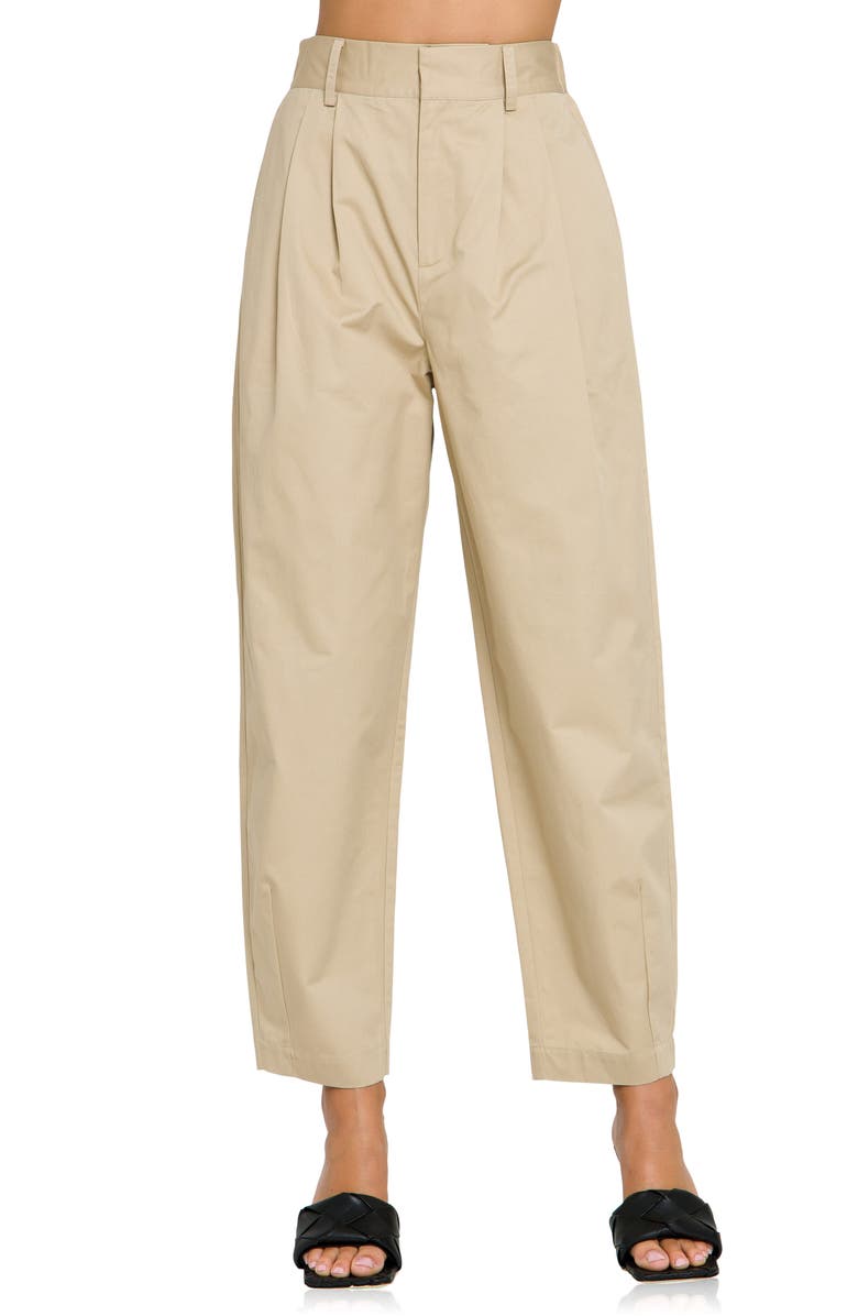 English Factory High Waist Pleated Trousers, Alternate, color, Beige