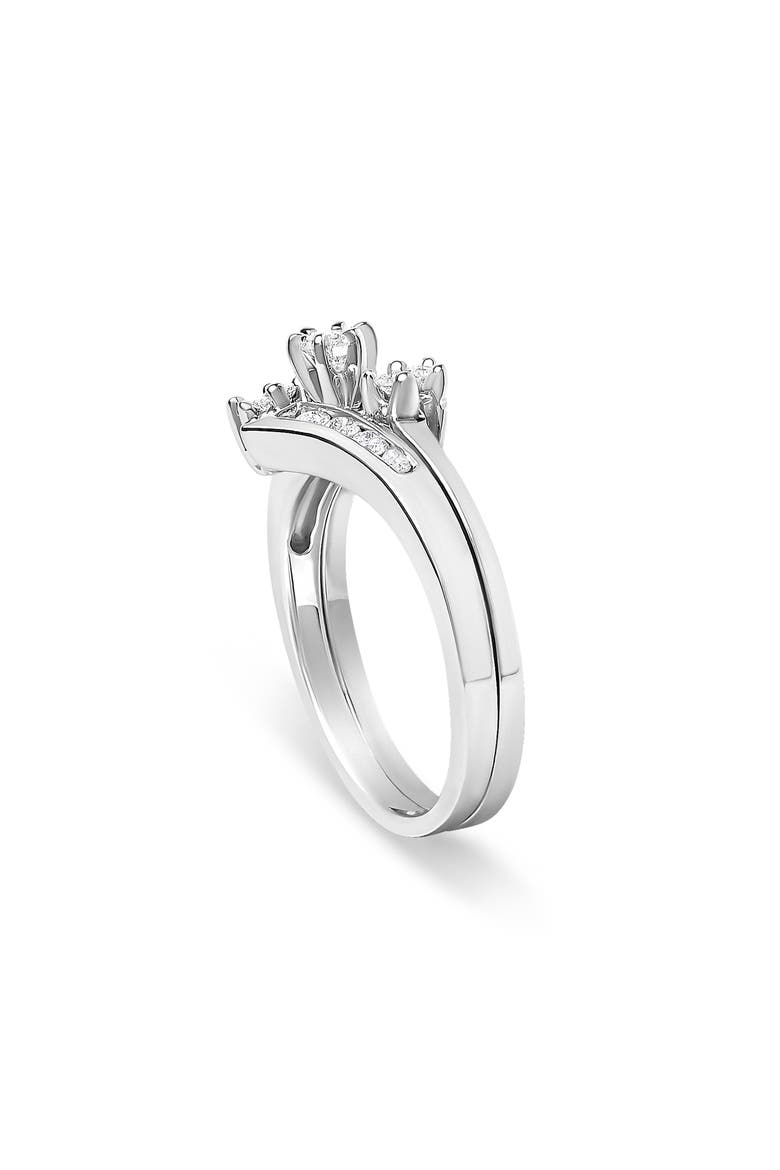 14K White Gold 3/8 Cttw Diamond Swirl Engagement Bridal Ring Set, Alternate, color, White Gold