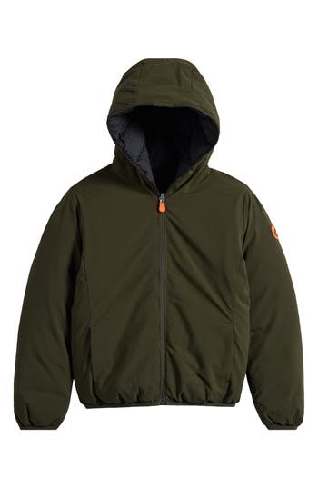 Save The Duck Kids' Oliver Reversible Hooded Jacket In Green