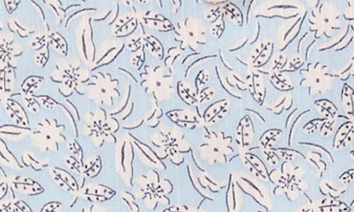 Cece Floral Flutter Sleeve Yoryu Top In Blue