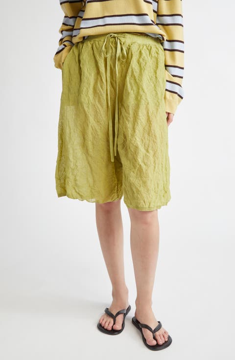 Lou Origami Crinkled Metallic Bermuda Shorts