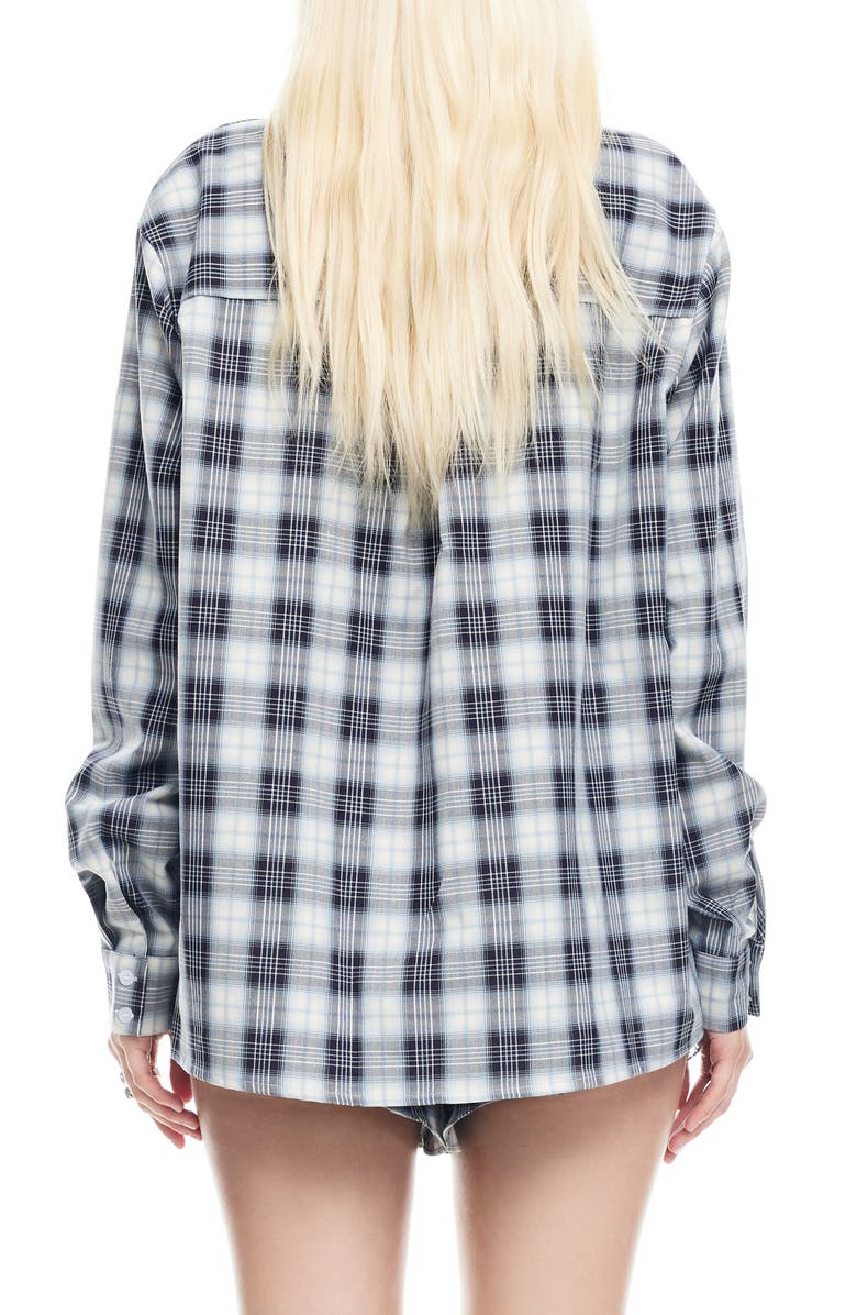 LIONESS Vacanza Plaid Shirt, Alternate, color, Navy Plaid