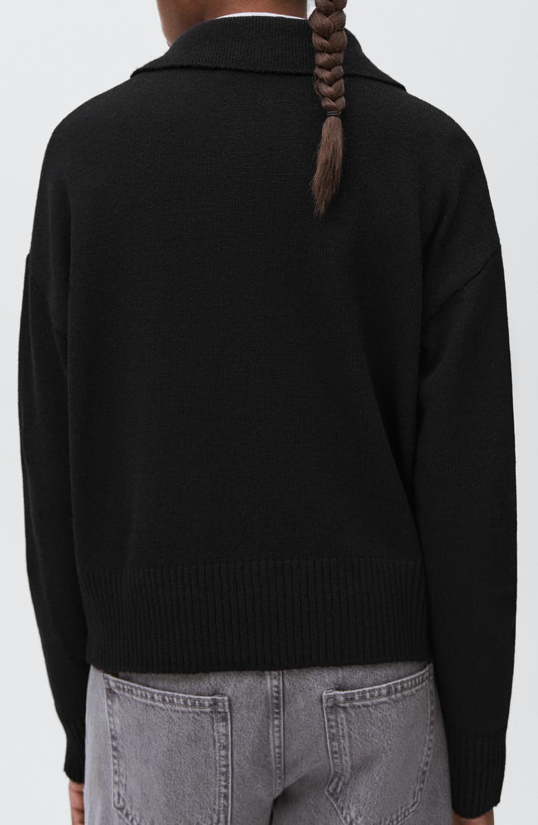 MANGO TEEN Johnny Collar Sweater, Alternate, color, Black