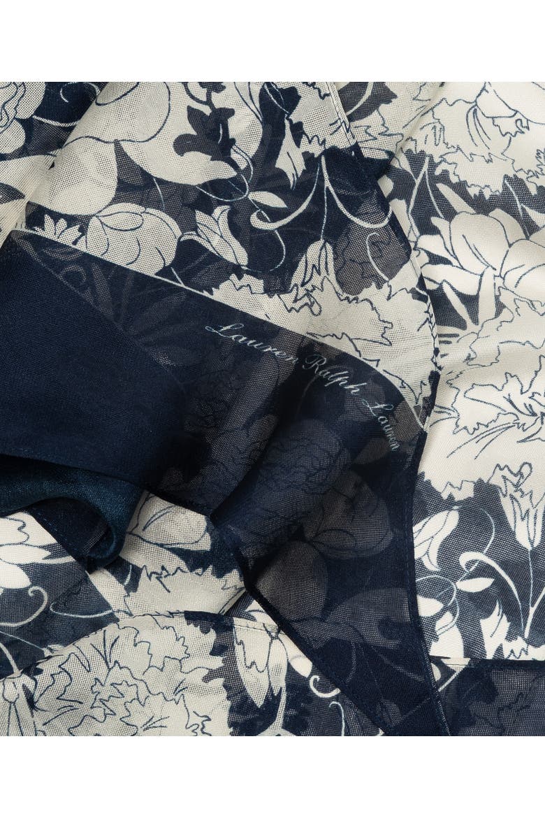 Floral Oblong With Bias Ends, Alternate, color, Navy