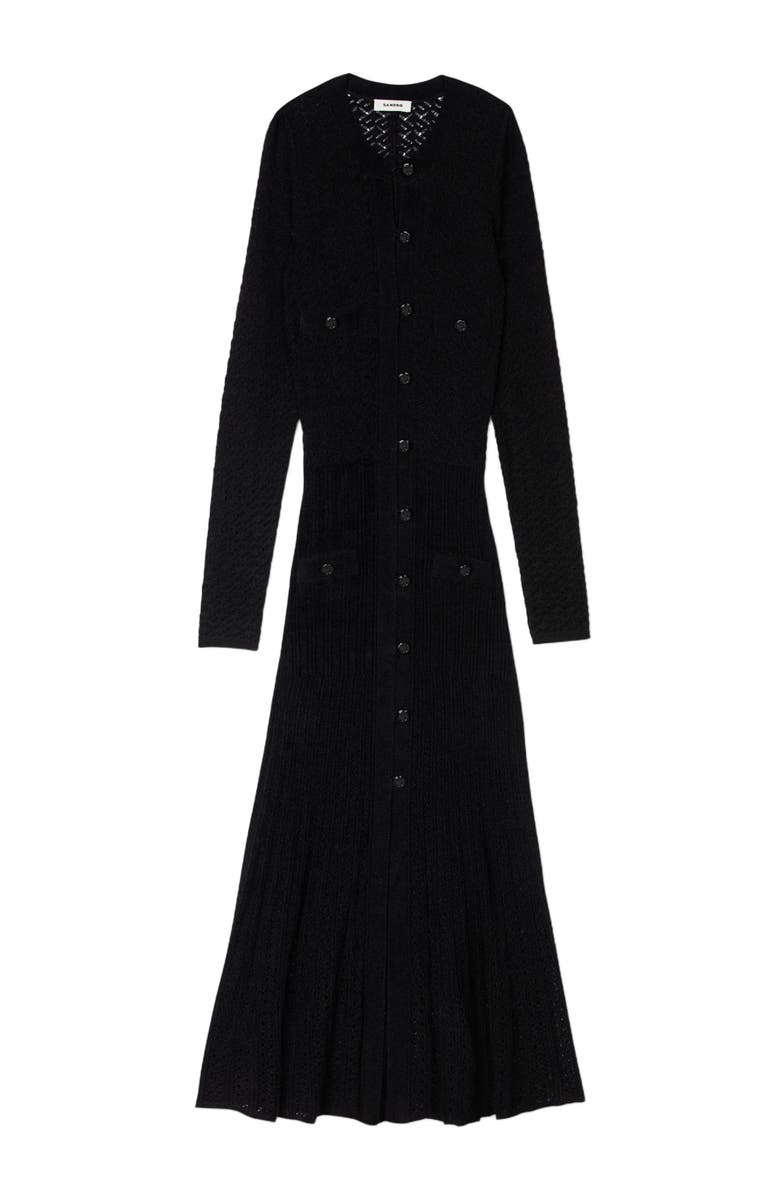 SANDRO Velvet-effect knit maxi dress, Alternate, color, 