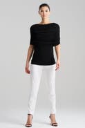 Natori Matte Jersey Rouched Shoulder Top