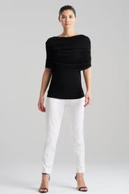 Natori Matte Jersey Rouched Shoulder Top