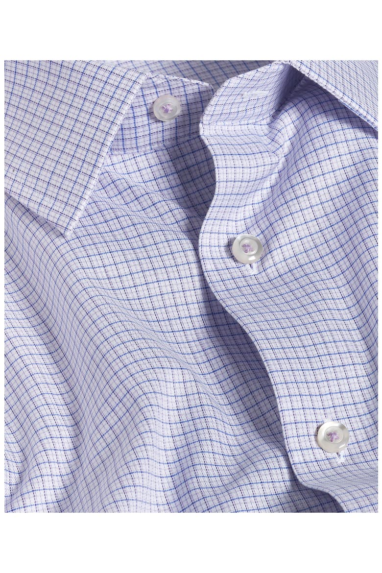 Slim Fit Check Stretch Cotton Twill Dress Shirt, Alternate, color, WHITE/ PURPLE