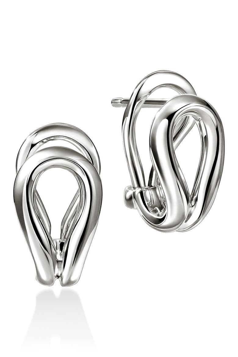 Surf Sterling Silver Hoop Earrings, Main, color, SILVER