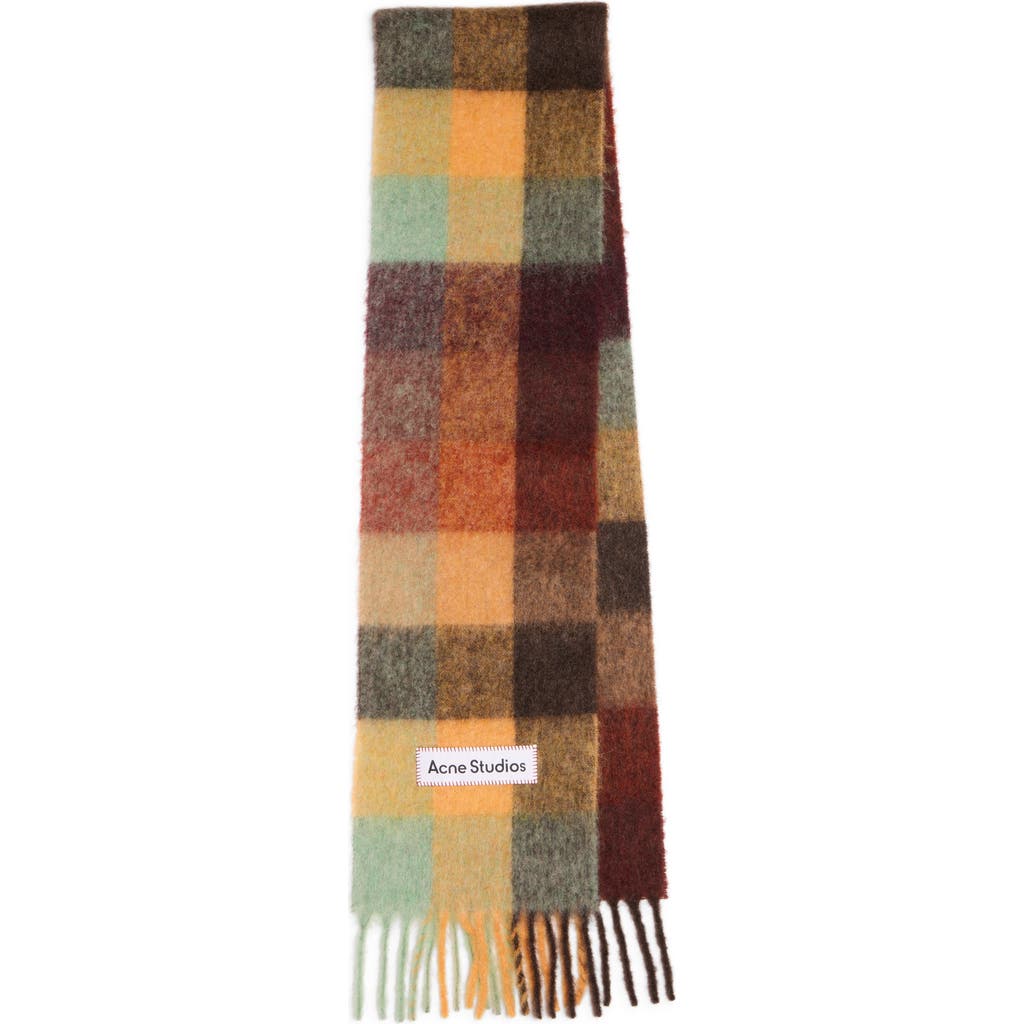 Acne Studios Women Multicolor Scarf With Check Motif And Logo Patch In Alpaca And Wool Blend Woman