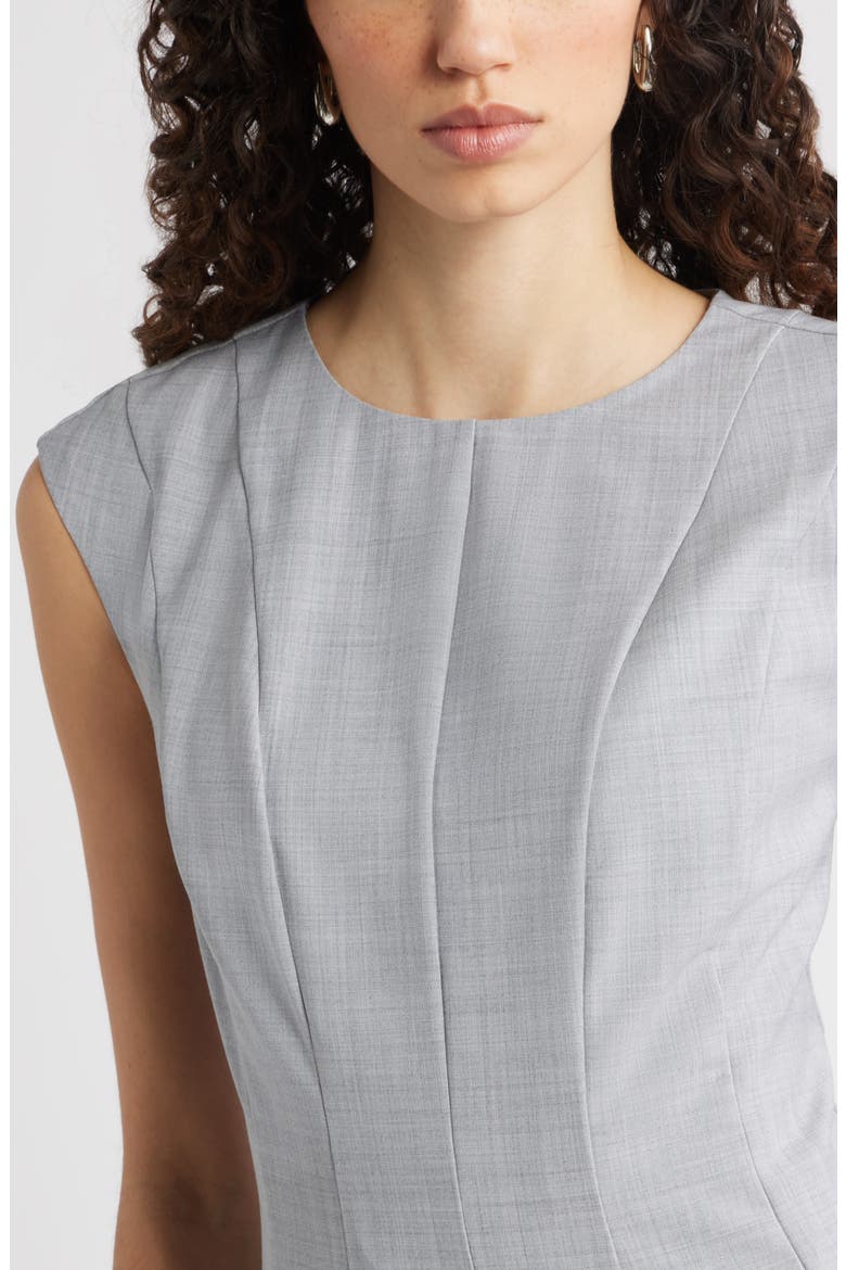 Seamed Wool Blend Midi Dress, Alternate, color, GREY HEATHER