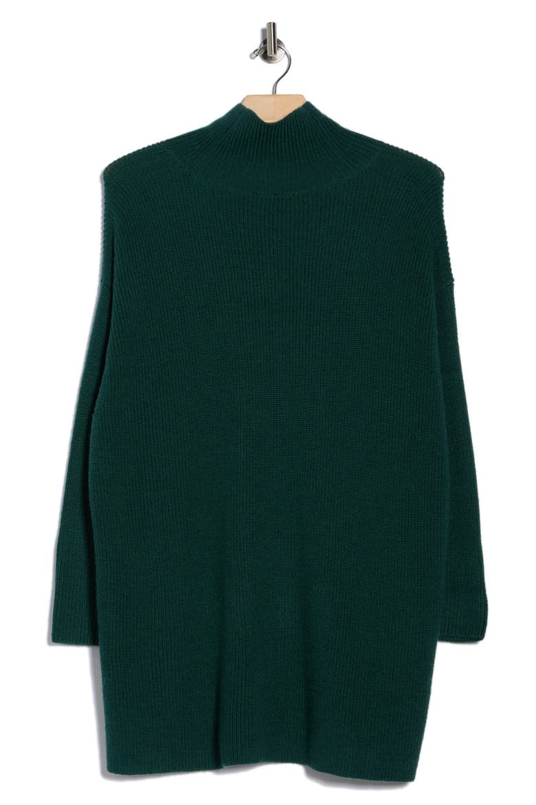 Turtleneck Organic Cotton Tunic Sweater, Alternate, color, PINE