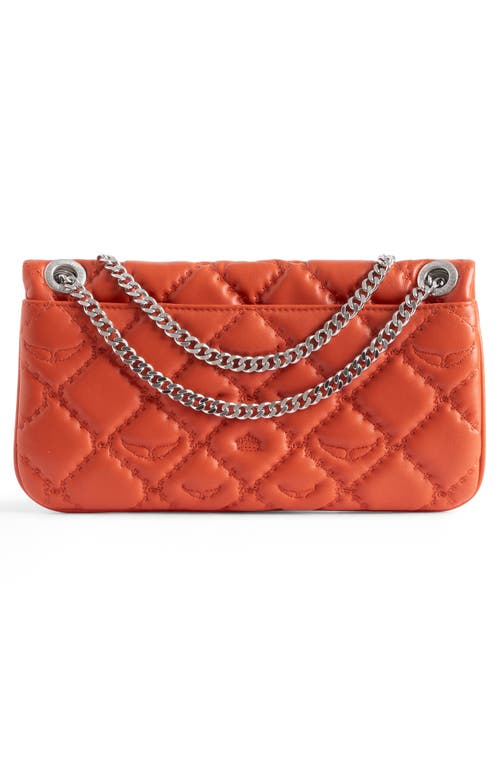 Zadig & Voltaire Rock Ii Diamond Quilted Monogram Leather Crossbody Bag In Orange