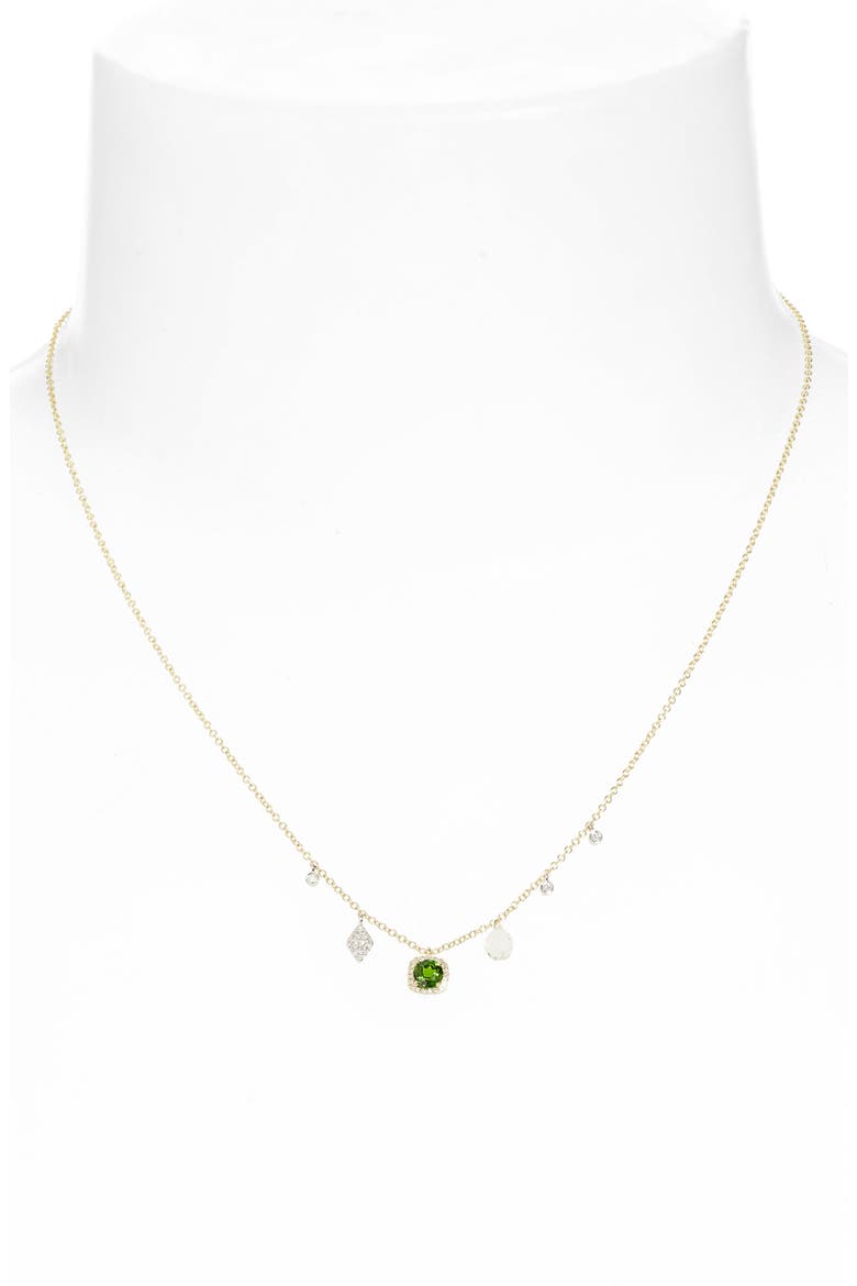 Tourmaline & Diamond Charm Frontal Necklace, Alternate, color, YELLOW GOLD