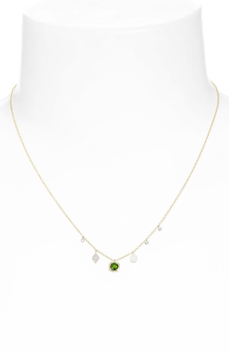 Meira T Tourmaline & Diamond Charm Frontal Necklace, Alternate, color,