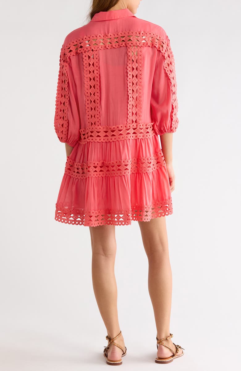 Elan Lace Trim Cover-Up Dress, Alternate, color, Pink Bright