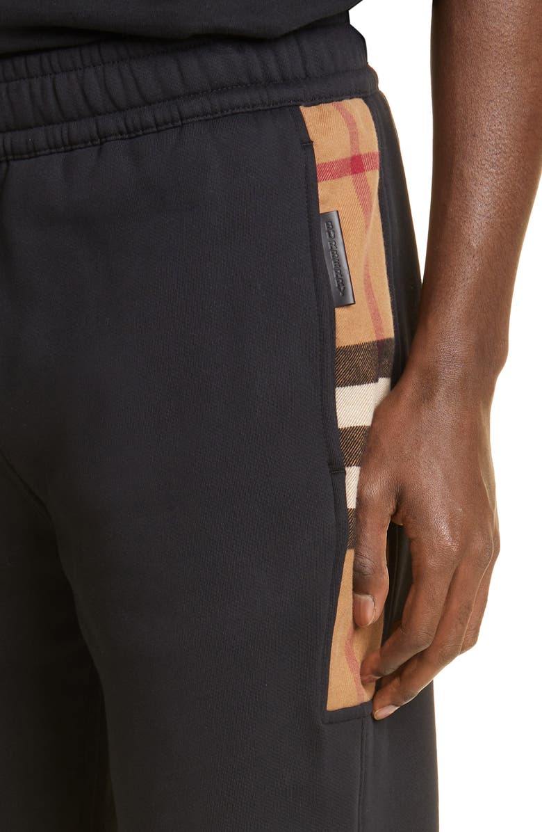 Burberry Check Panel Cotton Blend Joggers, Alternate, color, 