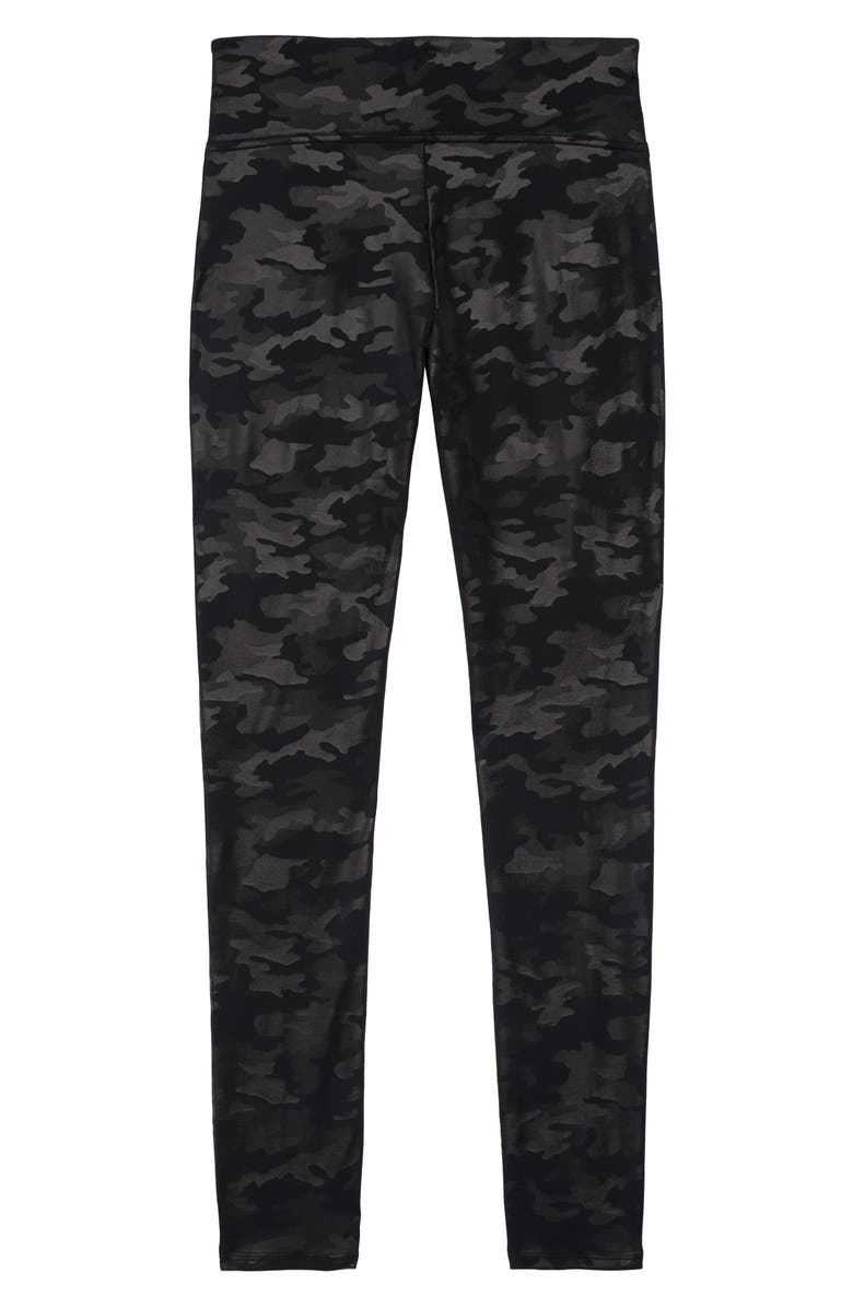 SPANX<sup>®</sup> Kids' Camo Faux Leather Leggings, Alternate, color, Black
