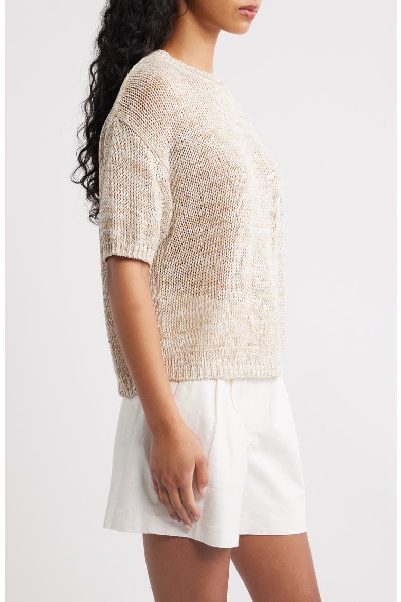 Paquita Speckled Knit Cotton Blend Sweater, Alternate, color, BEIGE
